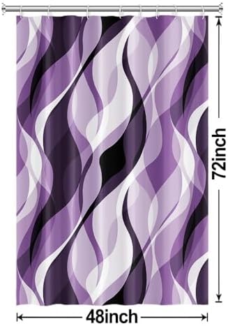 Purple Striped Stall Shower Curtain with Hooks, 48x72 Inch