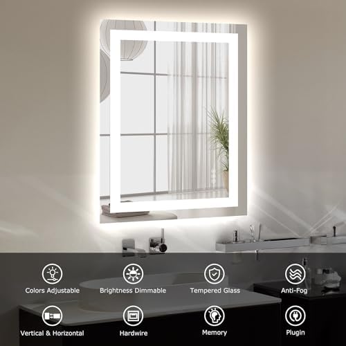 Hivone 24"X32" LED Bathroom Mirror with Lights, UL Listed