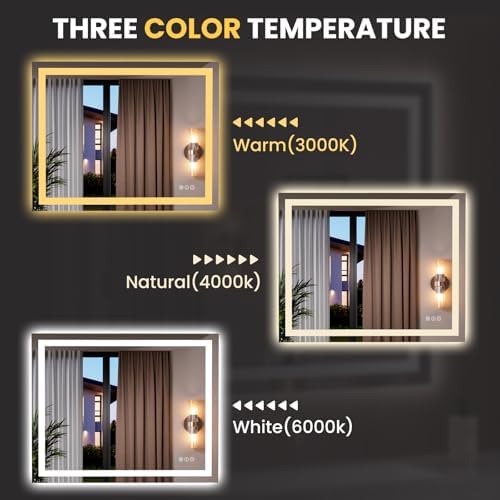LOAAO 39.4"x31.5" LED Bathroom Mirror with Lights, UL Listed