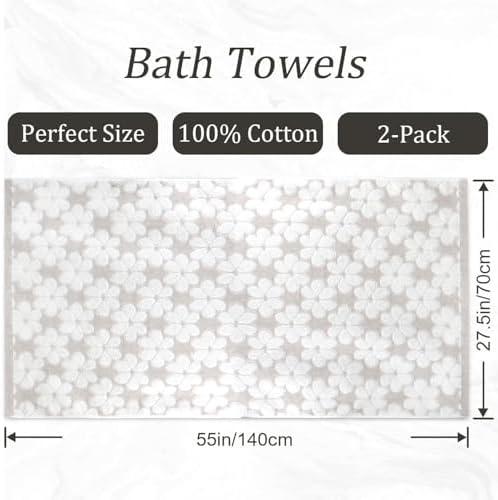 Soft Bath Towels 2 Pack, Super Absorbent Shower Towels 27.5x55 Inches