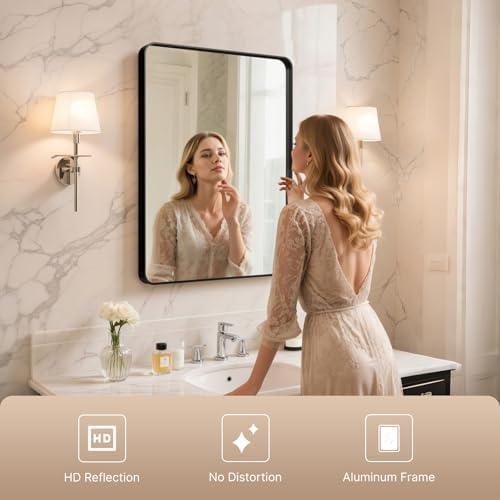 32"x24" Bathroom Vanity Mirror for Wall Aluminum Framed Farmhouse Rectangle