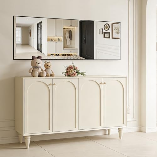 51x16 Inch Full Length Mirror Over the Door Hang or Wall Mounted Black