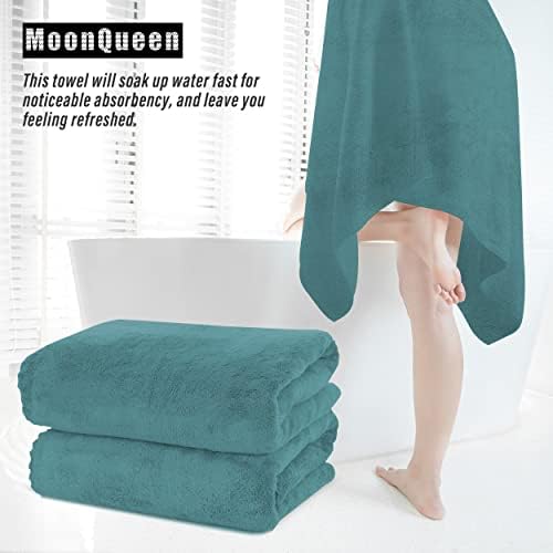 MOONQUEEN 2 Pack Premium Bath Towel Set - Quick Drying - Microfiber Coral Velvet Highly Absorbent Towels - Multipurpose Use as Bath Fitness, Bathroom, Shower, Sports, Yoga Towel (Teal)