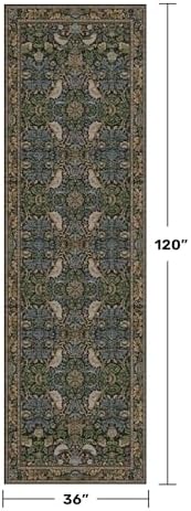 10 ft Long Vintage Runner Rugs for Hallways - 3x10 Wide Kitchen Runners, Entryway Rug, with Flowers and Leaves, Washable Non Slip Low Pile