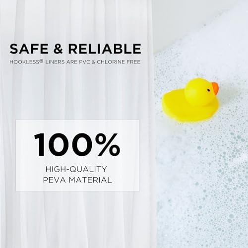 Hookless PEVA Shower Curtain Liner Frost | Water-Repellent | Snap-In Replacement | 70" x 69" | Pack of 6