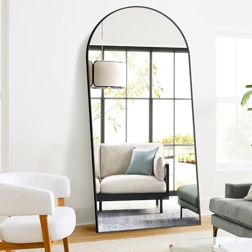 Arched Full Length Mirror, 75"x35" Standing Body Mirror for Wall, Black
