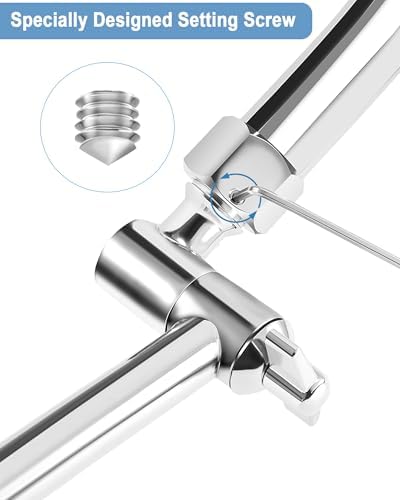 11 Inch Adjustable Shower Head Extension Arm With Locking Set Screw, Singing Rain 304 Stainless Steel Chrome Angle Height Adjustable, Easy Install, G1/2 Universal Connector Compatible (Chrome Finish)