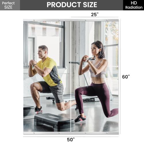 Home Gym Mirror for Wall, 60x25x2PCS Frameless Full Length Mirror, Silver