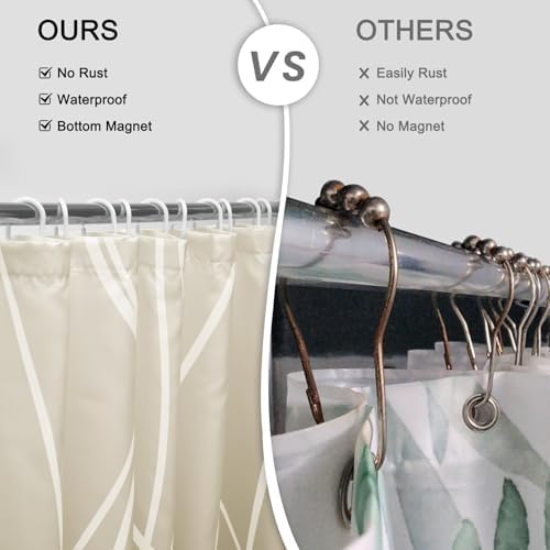 Striped Shower Curtain for Bathroom, Ombre Khaki, 72" W x 72" L