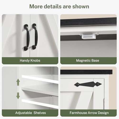 Tall Pantry Cabinet with 4 Doors & 2 Adjustable Shelves, Kitchen Cabinet