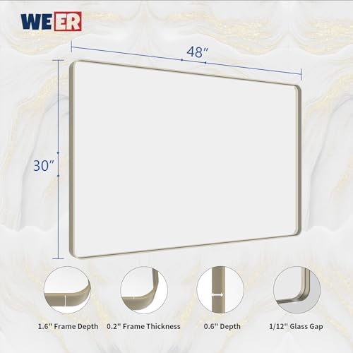 WEER Brushed Nickel Bathroom Vanity Mirror 48X30 Inch
