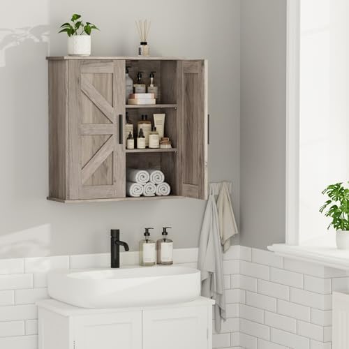 Homleke Bathroom Wall Cabinet, Medicine Cabinet with Adjustable Shelves