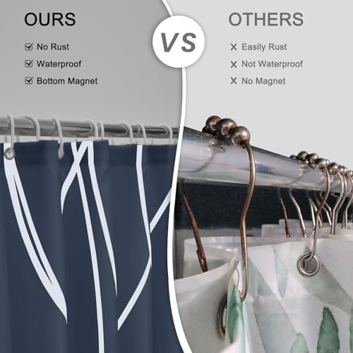 Striped Shower Curtain for Bathroom, Aegean Blue, 72" W x 72" L