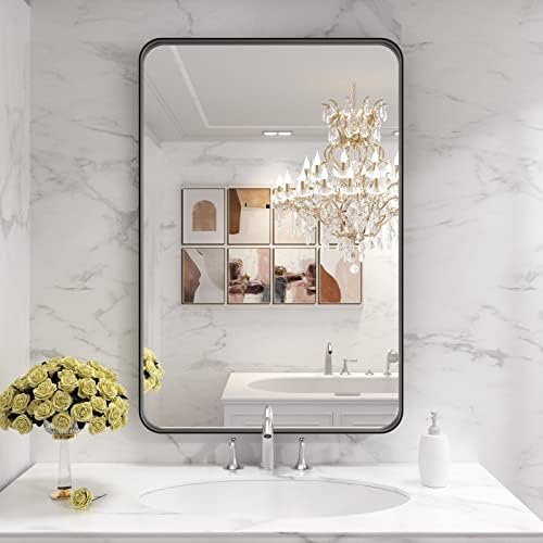 LOAAO 28X36 Inch Black Bathroom Mirror Metal Framed