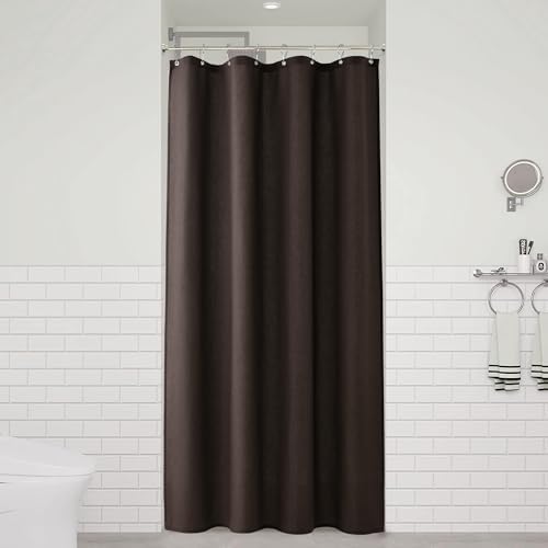 Naturoom Linen Shower Curtain 48x72 Inch for Bathroom Chocolate Brown