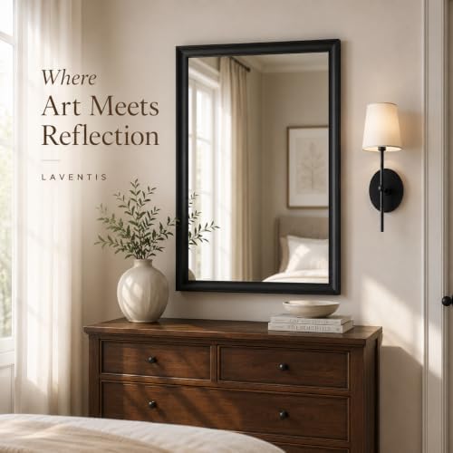 24x36 Inch Matte Black Bathroom Mirrors for Over Sink
