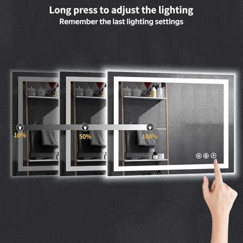26"x38" LED Bathroom Mirror with Lights, Backlit+Frontlit, Anti-Fog