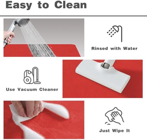 TYUU Thin Bath Mat, Christmas Bathroom Rugs Non Slip, 20x48 Red