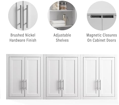 Crosley Furniture Savannah 3-Piece Wall Storage Cabinet Set