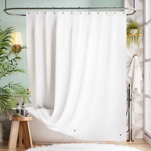 Bathway Shower Curtain Liner White Shower Curtain Liner Plastic 72x72 PEVA Waterproof Shower Curtain Liner with 3 Magnets and 12 Rustproof Metal Grommets, Lightweight Shower Liner for Bathroom
