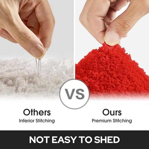 HOMEIDEAS Bathroom Rugs Sets 2 Piece, Super Soft Non Slip Bath Mat Red