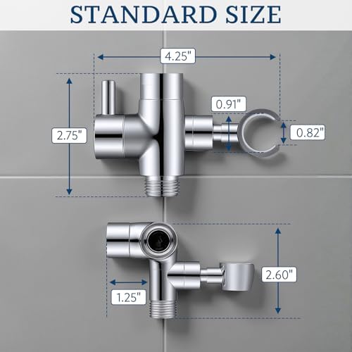 G-Promise Solid Metal Shower Head Diverter with Holder 3-Way
