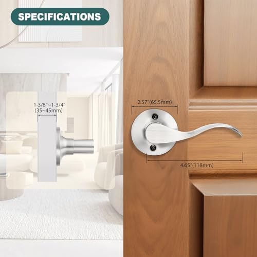 GOBEKOR 5 Pack Dummy Door Levers Brushed Nickel Right-Handed Door Handle Single Side Non-Turning Door Handle for Pantry Wave Dummy Levers