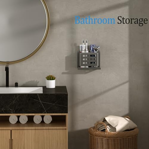 Grey Toothbrush Holder wall Mount, Aluminum,No Drilling Required