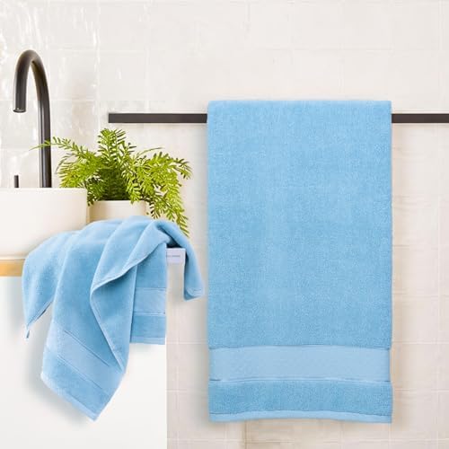 COZYART Bath Towel Set 6 PCS, Sky Blue 100% Turkish Cotton 650GSM Soft