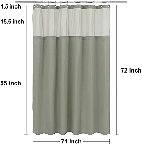 N&Y HOME Waffle Weave Shower Curtain with Snap-in Liner Sage Green, 71x72