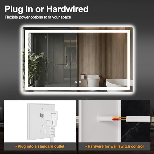 LED Bathroom Mirror with Lights, 30 x 50 Lighted Vanity Wall Mirror