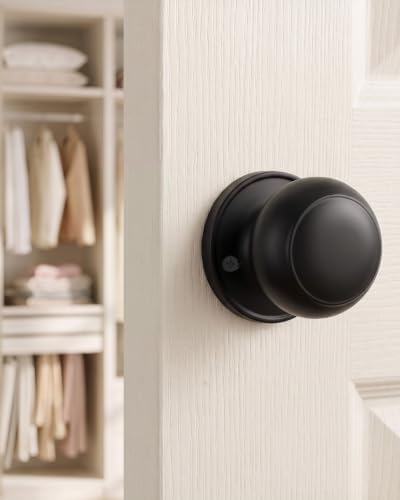 Haidms 3 Pack Black Dummy Door Knobs, Half Matte Black No-Turning Dummy Closet Doors Single-Sided Door Locks (6 Pieces/3 Pairs)