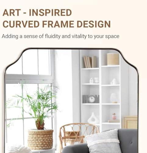 ANDY STAR 36x40 Inch Chrome Bathroom Mirror, Large Scalloped Mirror for Wall, Modern Polished Nickel Mirror in Anti-Rust Stainless Steel Meral Thin Frame, Ideal for Bathroom Remodel