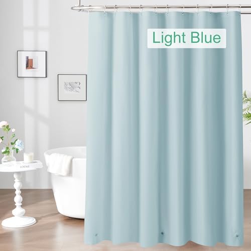 Mrs Awesome Light Blue Shower Curtain Liner with 3 Magnets, 72x72