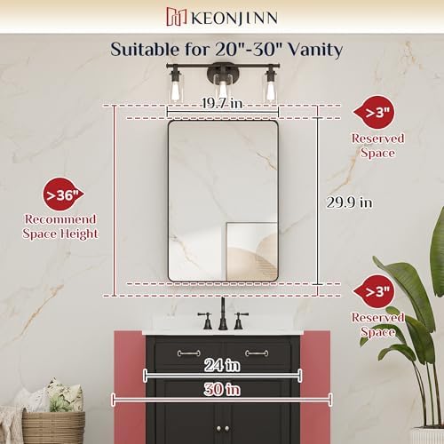 Keonjinn 20 x 30 Inch Brushed Nickel Bathroom Mirrors for Over Sink