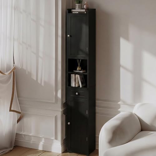 ChooChoo Tall Bathroom Storage Cabinet with Drawer, 11.8" x 11.8" x 70.8"
