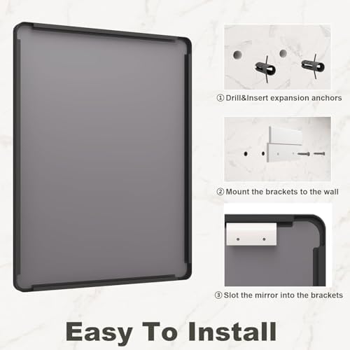 24x30 Inch Black Matte Framed Bathroom Mirror for Wall