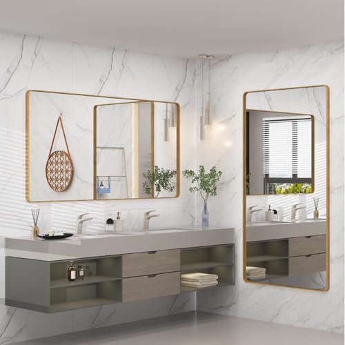 66x36 Inch Gold Bathroom Vanity Mirror