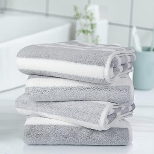 KinHwa Gray Hand Towels for Bathroom, Microfiber, 16x30 Inch, 4 Pack