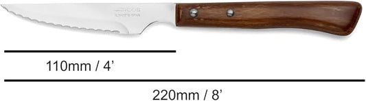 Arcos Table Knives Series, Chop Knife, 110 mm Nitrum Stainless Steel Serrated Blade, Compressed Wood Handle Brown