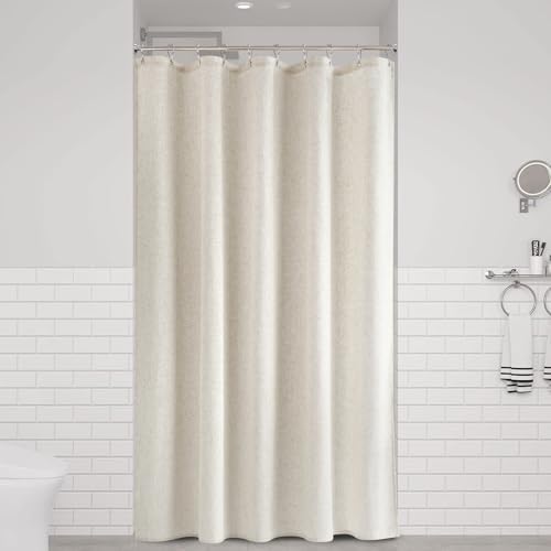 Naturoom Linen Shower Curtain 54x72 Inch for Bathroom Beige 1 Panel