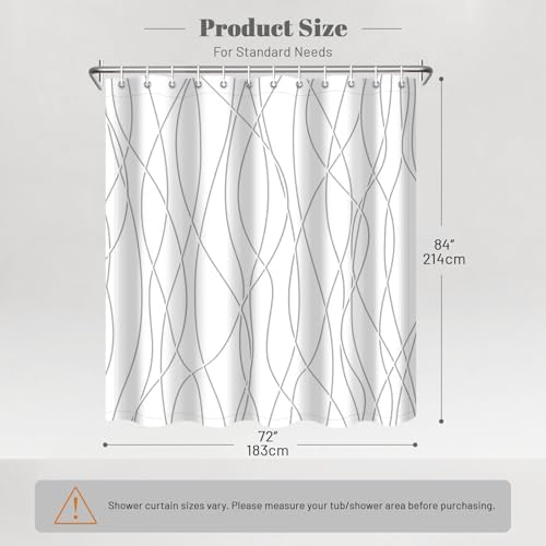 Striped Shower Curtain for Bathroom, Grey Shadow, 72" W x 84" L