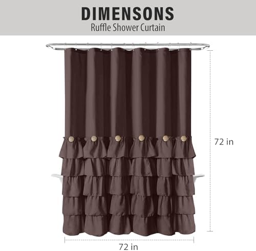 Seasonwood Brown Ruffle Shower Curtain Farmhouse Shower Curtain 72 X 72