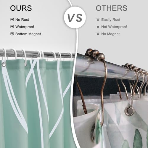 Striped Shower Curtain for Bathroom, Light Green, 72" W x 72" L