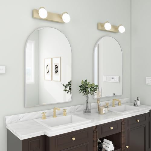 BEAUTYPEAK 20"x30" Arch Bathroom Wall Mirror, Silver