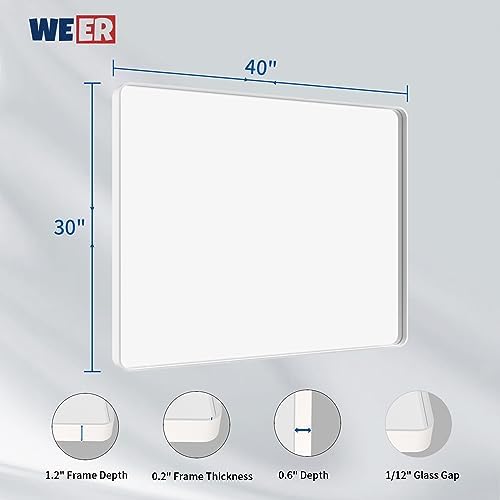 WEER White Bathroom Vanity Mirror 40x30 Inch