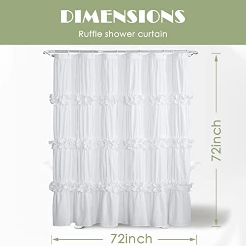Homechoice Decor Victorian Ruffle Shower Curtain, 72" W x 72" H, White