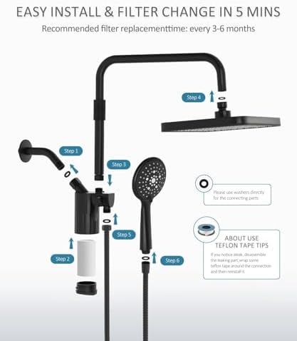 12 Inch Shower Head with Filters Rain Shower Head with Handheld Spray Combo
