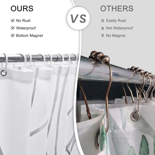 Striped Shower Curtain for Bathroom, Ombre Grey White, 72"W x 72"L
