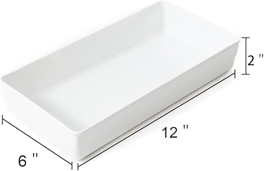 3 Pack White Plastic Drawer Organizer Tray Cutlery Utensil Makeups Drawer Organizers 12" X 6"โฆ